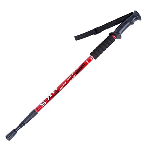 GLASEA® Antishock With Handle Trekking Walking Hiking Stick Pole (red)