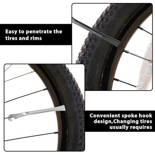 Prasacco 4 Packs Bicycle Tire Iron Spoons, Bike Tire Lever Tyre Spoon Iron Changing Tool Stainless Steel Bike Tire Levers Tire Repair Tool Kit Heavy Duty Tire Removal Tool for Road Bike Mountain Bike - Image 5