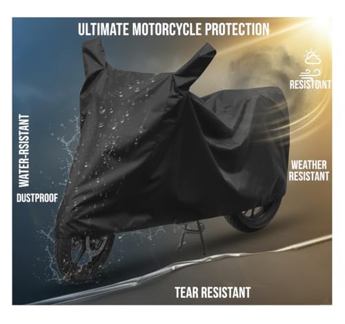 Image of Shield Heavy Duty Bike /scooty Cover for Ola Roadster | All-Season, Tear-Proof Fabric | with Side Mirror Pocket & Buckle Belt | Roadster Bike Cover (Black)