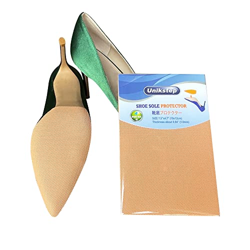 Image of UNIKSTEP 4 Pieces Shoe Sole Protectors, Shoe Bottom and Heel Anti Slip Grip Pads, Self Adhesive Non Skid Noise Reduction Sticker (Khaki)
