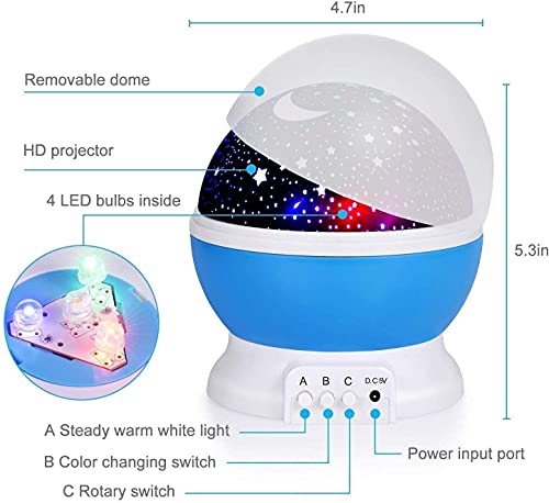 Image of Romantic Sky Star Master Night Light 360 Degree Moon Night Light Romantic Bedroom Kids Room Night Bulb Projector Children Kids Baby Sleep Lighting USB Lamp Led Projection, Multicolour