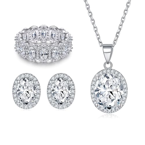 Bague collier boucles d'oreilles moissanite or 14 carats bijoux femme