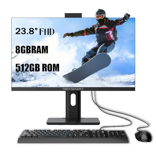 Image of Desktop Computer All-in-one PC N100 (Up to 3.40Ghz) 23.8-inch FHD Display All-in-one Desktop Computer 8GB RAM 512GB ROM SSD,Dual-band WiFi Bluetooth Webcam Mouse and KB Liftable & Rotatable Screen