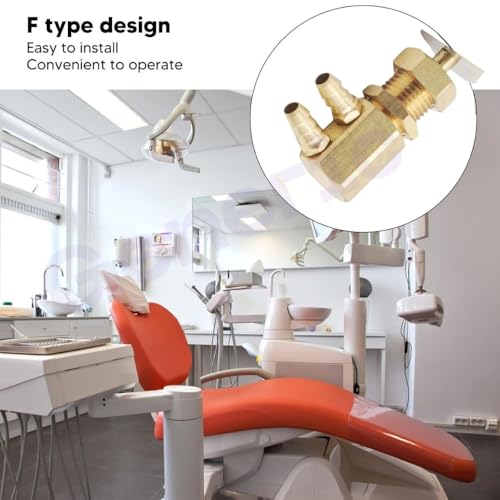 Image of 5mm Dental Chair Water Control Regulator Valve with 2 Parallel Nipples - Metal Water Pressure Regulating Valve Nozzle, Oral Cleaning Hose Turbine Switch Replacement Spare Part