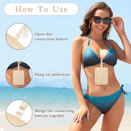 Image of YOYI YOYI Bra Wallet with Hidden Money Pouch & Secret Stash Pocket, Includes Neck Strap, RFID Fabric for Secure Storage of Cash, Cards, & Valuables - Ideal for Travel & Daily Use