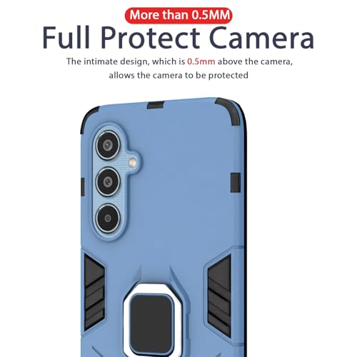Image of Pikkme Back Cover for Samsung Galaxy M35 5G | 360 Protection | Ring Holder | Kickstand | Tough Armor Case (Blue)