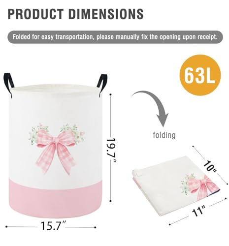 Image of Baby Laundry Hamper Basket Baby Hamper for Nursery Boy and Girl Cute Storage Bin Organizer Boho Room Decor(Bowkont Flower)