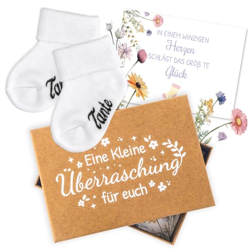 Belillpipi Schwangerschaft Verkünden mit Geschenkbox- Du wirst Tante - Personalisierte Babysocken Geschenkset- Schwangerschaftsverkündung - Verkündung Schwangerschaft Geschenk