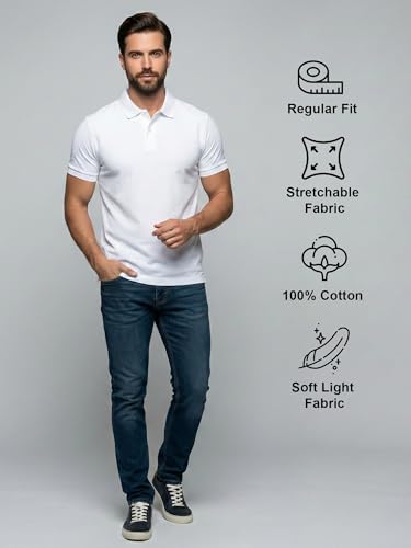 Image of XENOVAURBAN Cotton Polo t Shirt for Man | Regular Fit Solid Color Classic Cotton Polo T-Shirt with Collar for Men