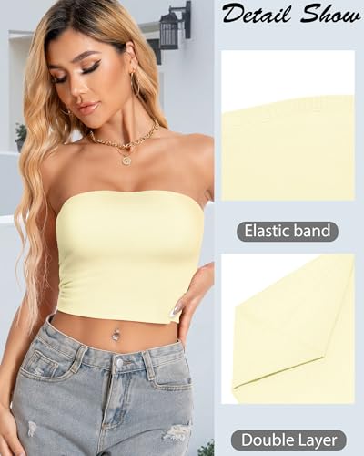 Image of Summer Tube Tops Basic Crop Tops for Women Strapless Tank Casual Tunics Sexy Short Shirts 2026