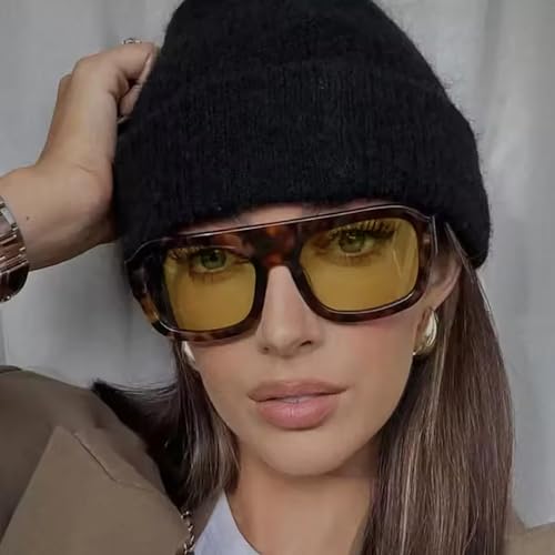 SDINM Trendy Square Aviator Sunglasses for Women Men Retro Tinted Thick Chunky Frame Sun Glasses Shades2