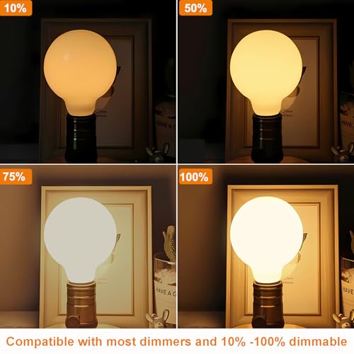 Image of Vinaco G25 LED Light Bulb Dimmable 6W 120V 2700K for Bathroom Vanity Mirror | 4PCS, 450LM, 60W Eq. Warm White, High CRI90+, NO Flicker, Milky Frosted Glass, Long Lasting, E26 Base, for Pendant Light