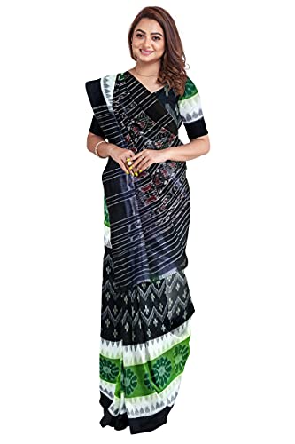 Image of Odisha Sambalpuri Handloom Ikat Women's Cotton Saree, Odisha Handloom Handmade Pure Cotton Khandua Saree, Ikkat Orissa Traditional Handloom Saree Without Blouse