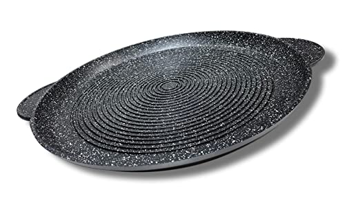 Cflagrant® Plancha/Grill/Galetière Ronde Façon Pierre Induction revêtement Antiadhésif (XXL 36,5CM)