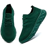 Slip Resistant Work Shoes for Women Running Tennis Fashion Sneakers Comfy Athletic Gym Workout Slip on Green Shoes Size Women 7.5