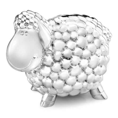 SILBERKANNE Tirelire en forme de mouton Tirelire Enfant Tirelires 11 x 8 x 9 cm Plaqué argent de qualité supérieure Finition de qualité supérieure Prêt...