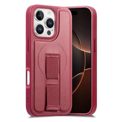 Coque de protection magnétique en cuir pour iPhone 13 antichoc rouge