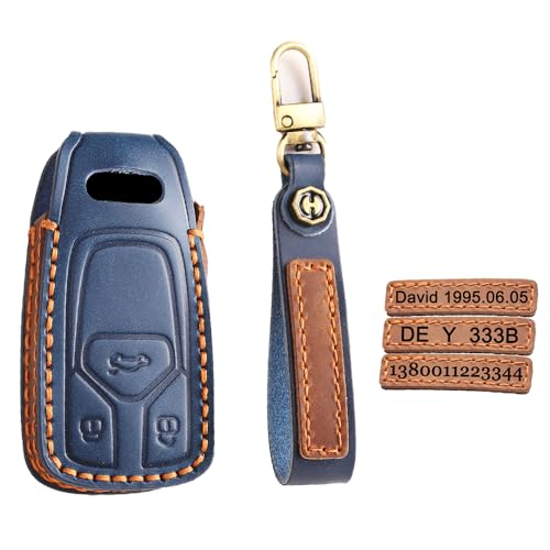 Étui de protection pour clé de voiture haut de gamme bleu personnalisable pour gamme Audi