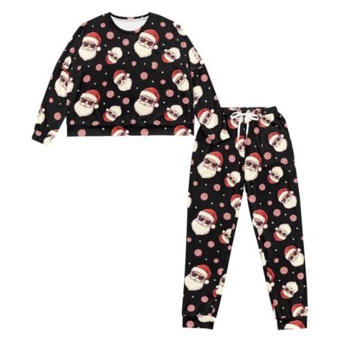 Image of Women's Pajamas Set Soft 2 Piece Loungewear Long Sleeve Pj Set | Matching Sleepwear, Crew Neck Top, Drawstring Jogger Pants with Pockets, Fall Pajama for Home, Sleep, Casual Wear, Plus Size
