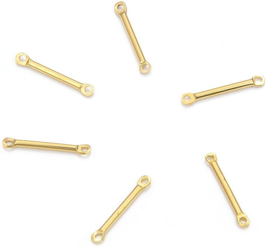 100pcs Adabele 304 Surgical Stainless Steel 2-Hole Bar Link 25mm Connector (1.2mm Hole)