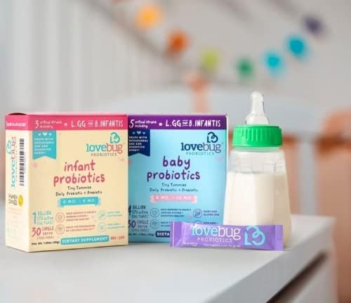 LoveBug Probiotics Infant Probiotics for 0-6 Months, 30 Packets 1 Billion CFU Allergen-Free, Non-GMO, Vegan