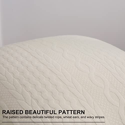 Cikary Decorative Throw Pillow Covers 26X26 Set Of 2 For Sofa Bed With Raised Twisted Rope Pattern, Stretchy Embossed Couch Pillow Covers, Beige #TOP2