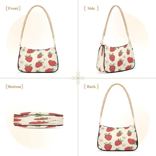 Shoulder Bags for Women Strawberry Hobo Tote Handbag Small Clutch Purse with Zipper Closure2