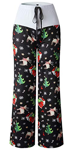 Image of Women Pajama Pants Comfy Lounge Wide Leg Casual Stretch Palazzo Drawstring Pj Bottoms Pants S-3XL