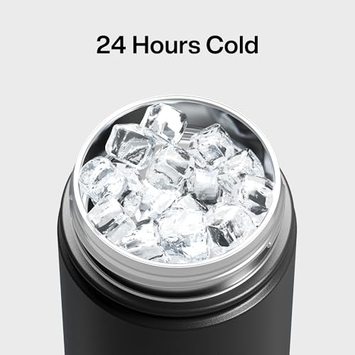 Image of ENCOOL Insulated Water Bottle with Straw Stainless Steel Water Bottle, Leak-Proof, BPA-Free, Double Wall Vacuum Keeps Cold for 24 Hours for Sports, Travel, School (18 oz, Black Night)