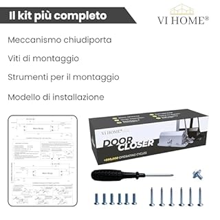 VI HOME Chiudiporta Automatico Regolabile Con Ritenuta 60kg / Molla Chiudiporta Della Porta Con Sistema Idraulico/Chiudiporta Automatico/Molla Per Porta/Chiudiporta A Molla/Chiudi Porta (Bianco)
