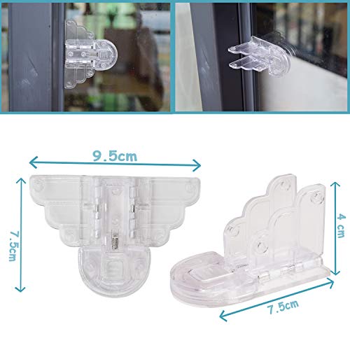 Sliding Door Locks for Child Safety, TUSUNNY Baby Proofing Window Locks, Childproof Locks for Closet, Shower,Wardrobe, Childproof Cupboard Kitchen Cabinet Glass Doors with No Screws or Drills(4Packs)