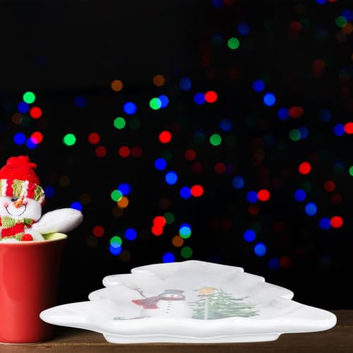 Bandeja de Navidad SILENRADAWN de cerámica con diseño de árbol para ensaladas y frutas 5
