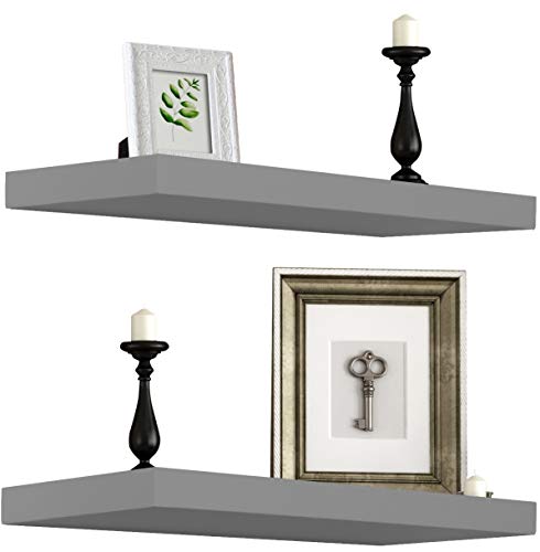 Sorbus Floating Shelf — Hanging Wall Shelves Decoration — Perfect Trophy Display, Photo Frames — Extra Long 24 Inch (Gray)