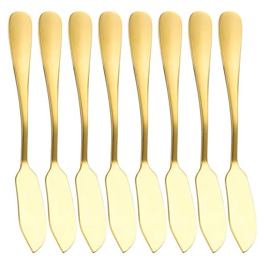 Cuchillo para Mantequilla de 8 piezas, Cuchillos esparcidores de queso, Cuchillos de Untar Mantequilla, Cuchillo para Queso de acero inoxidable, para Pan Tostado Sandwich Mermelada, oro