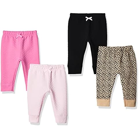 Pantalones de deporte acolchados Hudson Baby para bebé niña, paquete de 4, estampado de leopardo, 6-9 meses Cover