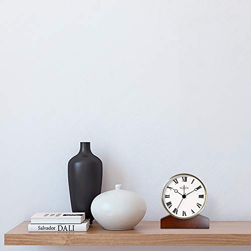 Presentime & Co Mozart Mantel Alarm Clock, Tabletop Clock, 6 X 5.5 Inch, Silent, Wooden Base, Walnut Finish, Golden Color, Roman Numeral #TOP4