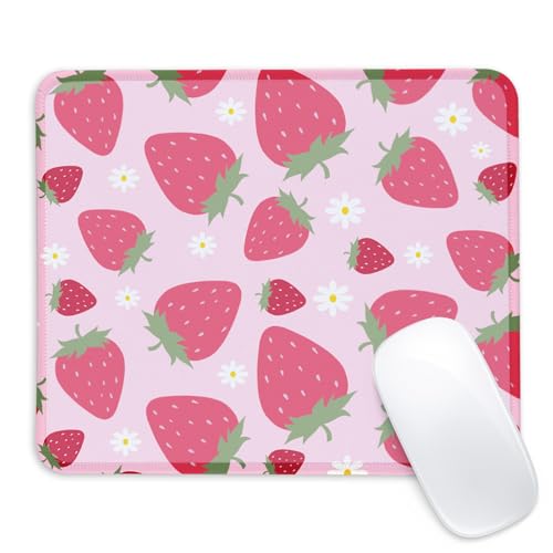 Strawberry Square Mouse Pad with Non-Slip Rubber Base,Home Office Decoration Desktop Accessory, Laptop Mouse Pad for Office Laptops,9.4x7.8x0.12in