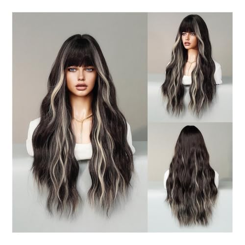 Perruques cheveux humains longs bouclés grande vague argent rose - 5