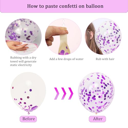 Purple Birthday Decorations, Happy Birthday Banner and Purple Star Balloons, Glitter Hanging Stars with Hanging Swirls, Circle Dot Paper Garland, for Women Girls Party Decoration by Douvelue - Used condition - Image 6