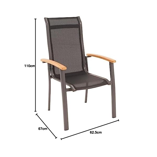OUTLIV. Alpha Gartenstuhl mit Teak-Armlehnen Anthrazit