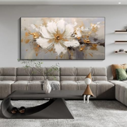 Art floral sur toile pour salon moderne avec cadre noir