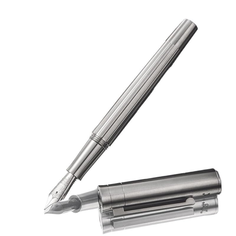 INFRI Füllfederhalter aus Titanlegierung, T1, austauschbare Patrone, Kalligraphie, Geschenk-Box, Business-Student-Schild, Stift (F)