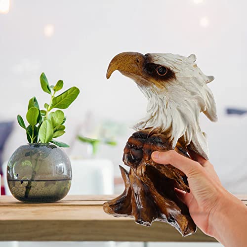 IMIKEYA Cabeça de Águia Careca Busto Estátua Vintage Eagle Head Resina Estátua Simulação Madeira Bas