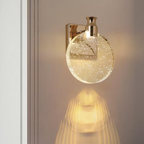 Migliori applique led zhxinashu Lampade LED 6W- Moderno LED Applique da Parete in Cristallo, 3 Colori di Illuminazione Calda/Neutra/Bianca Applique Vintage per Camera da Letto, Corridoio(Oro, Grande)