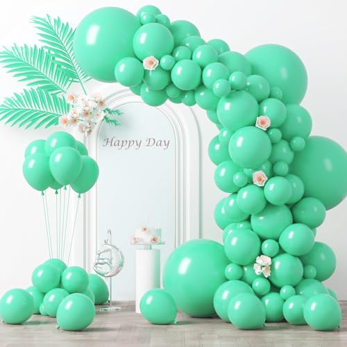 Image of Voircoloria 130pcs Teal Balloons Different Sizes 18 inch 12 inch 10 inch 5 inch Turquoise Blue Balloons for Boys Girls Baby Shower Wedding Anniversary Graduation Engagements Birthday Party Decorations