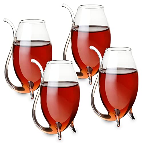 True Douro Port Sippers, Port Wine Glasses Drinking Set, Wine Glass with Straw Built in, Clear Cup, Set of 4, 3 oz Capacity