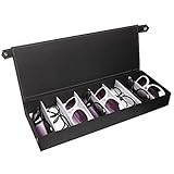 Modern Design Black 8 Compartment Fabric Sunglasses Storage Organizer Box / Watch Display Case