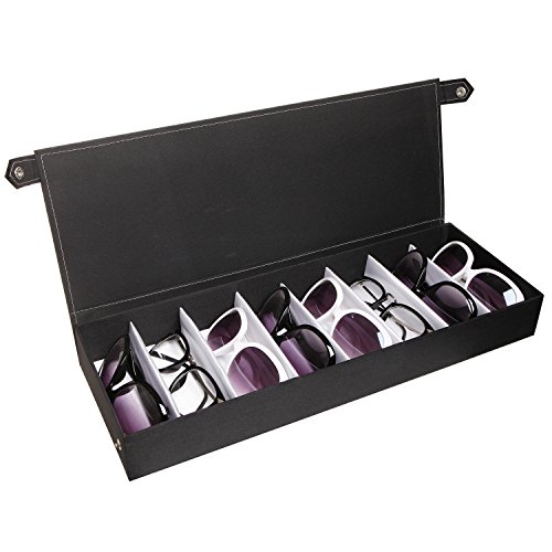 Modern Design Black 8 Compartment Fabric Sunglasses Storage Organizer Box/Watch Display Case