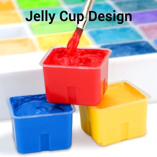 HIMI Gouache Paint Set, 56 Colors x 30 ml Jelly Cup Design in a Carrying Case, Non Toxic Gouache Paint for Canvas and Paper, Perfect for Artists, Students, and Beginners - Image 3