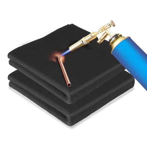 WISSCOOL 2Pack 10MM Thick 40x40 Inch Fireproof Welding Blanket, 10mm Thickened Pad Fire Resistant Carbon Felt Cloth Flame Retardant Fabric Protector Pad for Soldering Firepit Smoker
